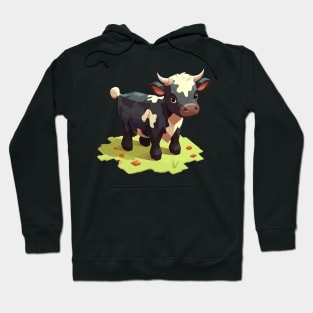 Delightfully Funky Chibi Isometric Cow Hoodie